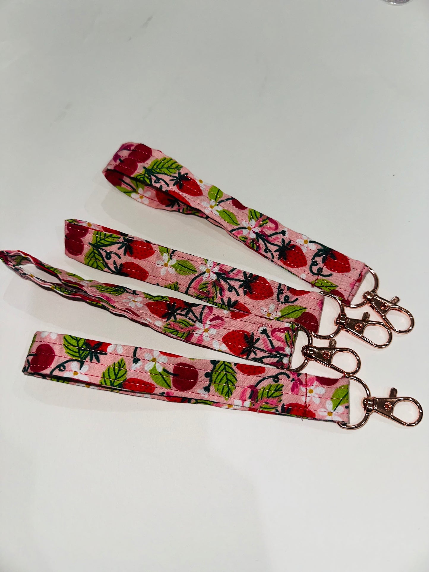 Strawberry Fabric Wristle Key Chain🔑