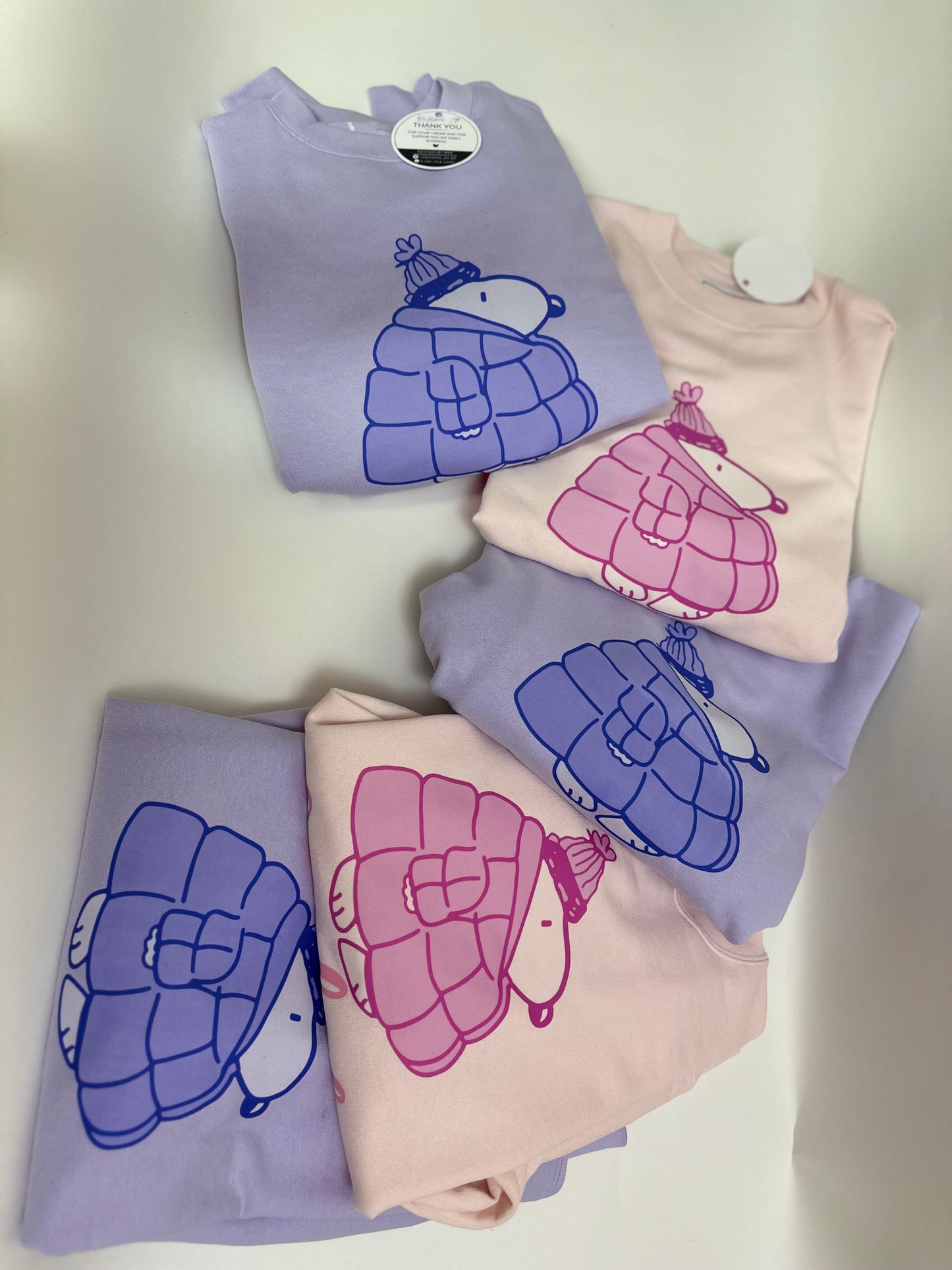 Snoopy Puffer Jacket “Always Cold” Sweatshirt crew neck❄️💜💗