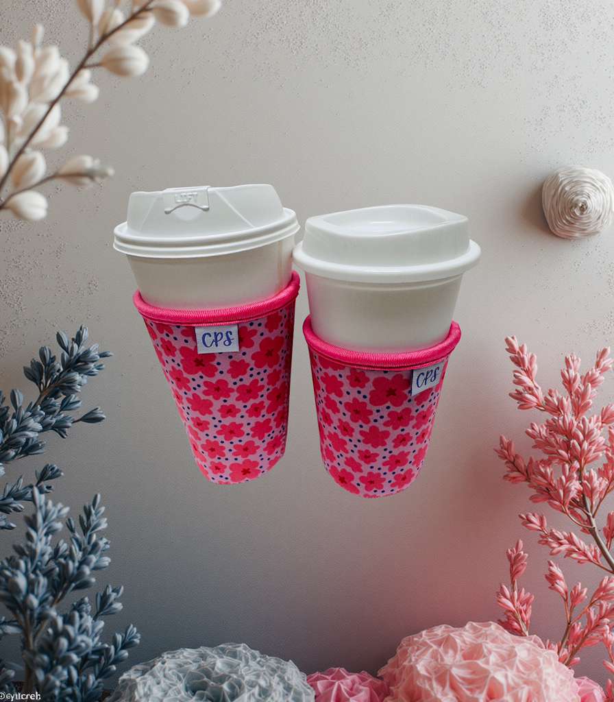Coffee Cup Covers - Pink Flowers 🌸🌸🌸